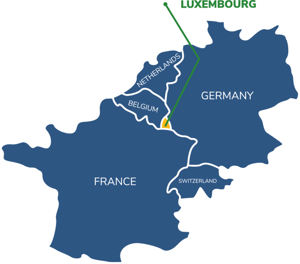 Carte des 3 frontières: France, Luxembourg, Belgique